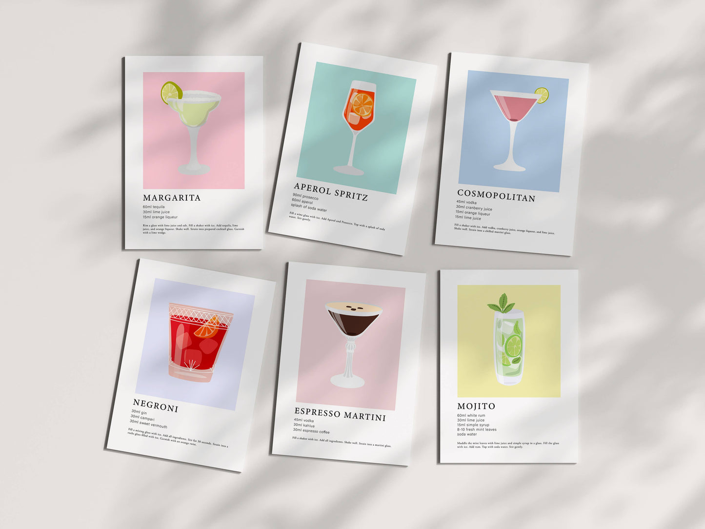 Cocktail Recipe Greeting Card Box Set - Cocktail Card Set