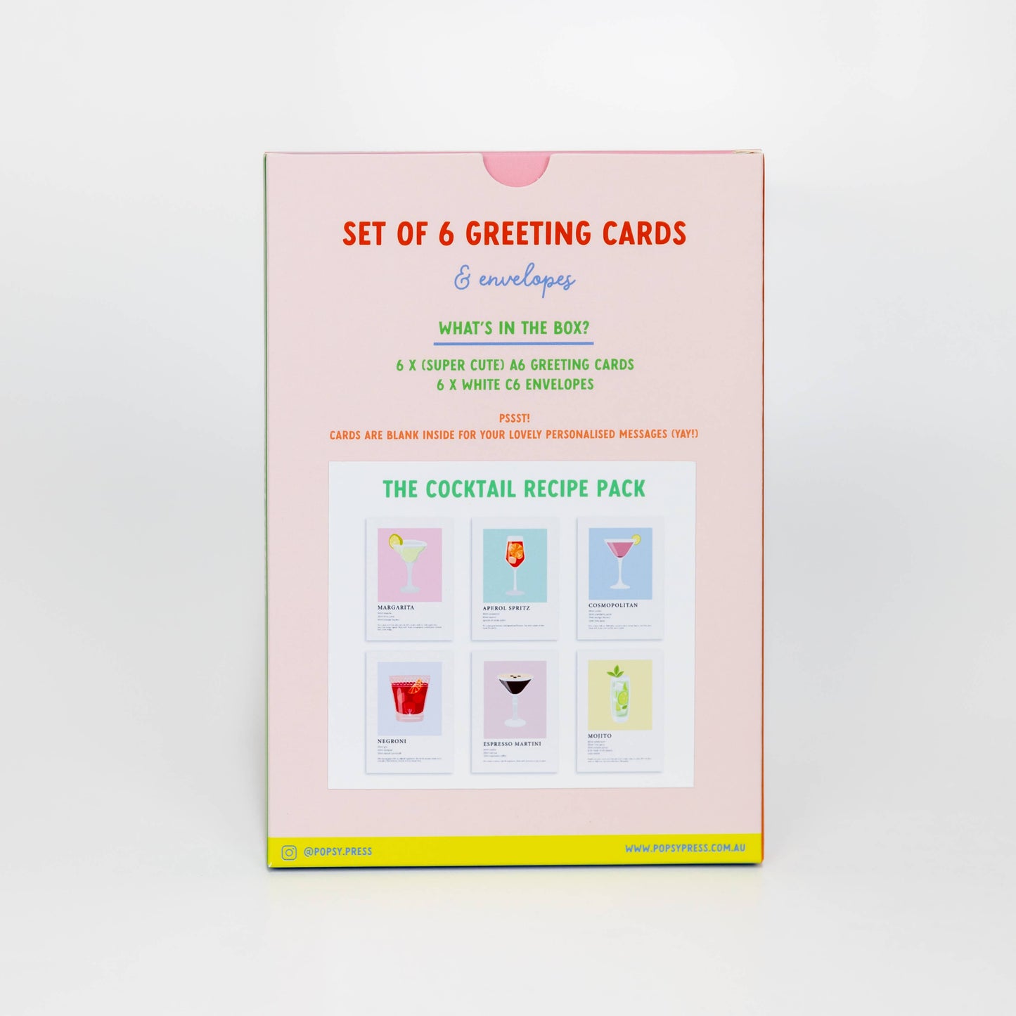 Cocktail Recipe Greeting Card Box Set - Cocktail Card Set
