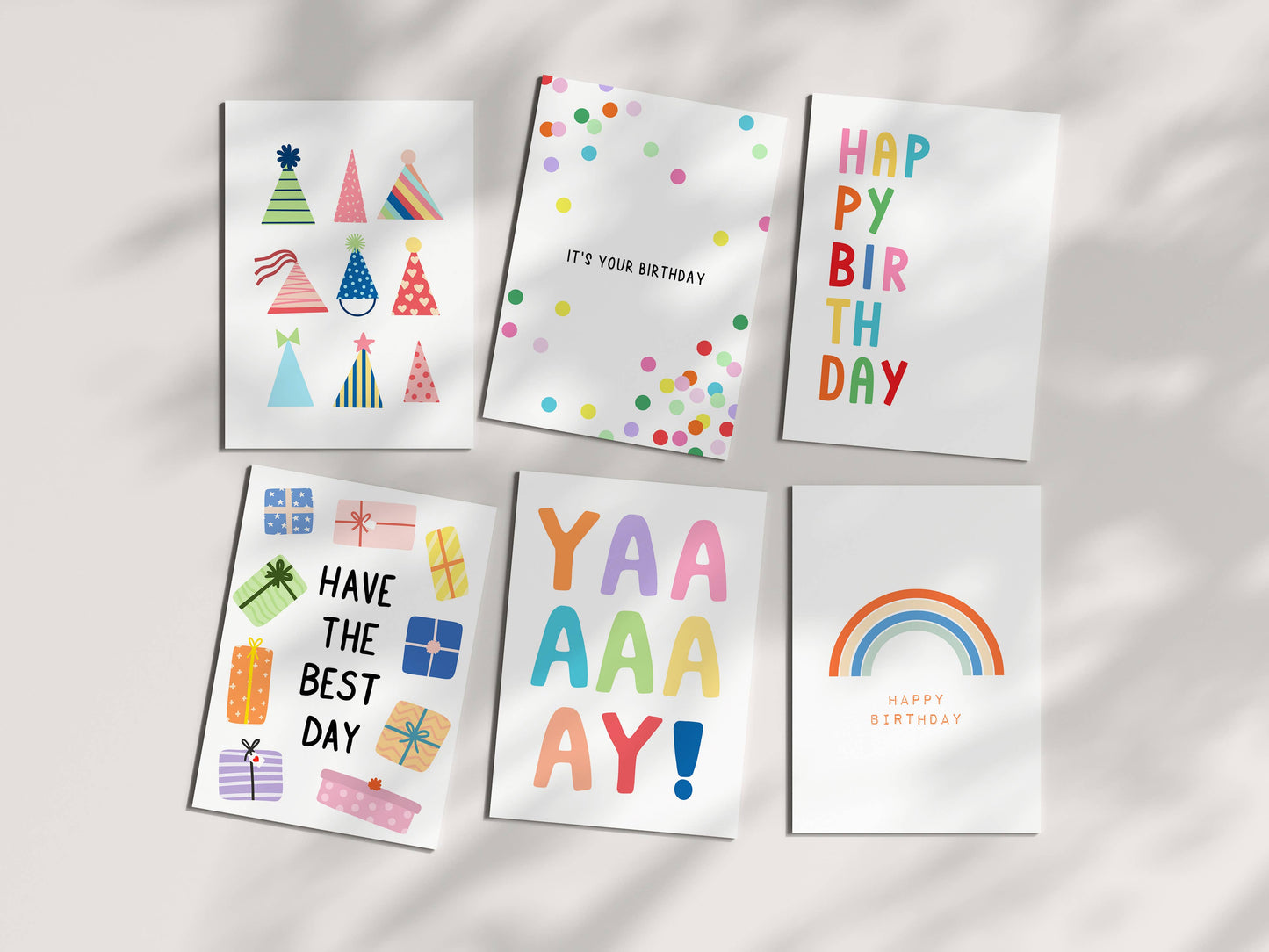 Happy Birthday Greeting Card Box Set - 6 Birthday Card Set