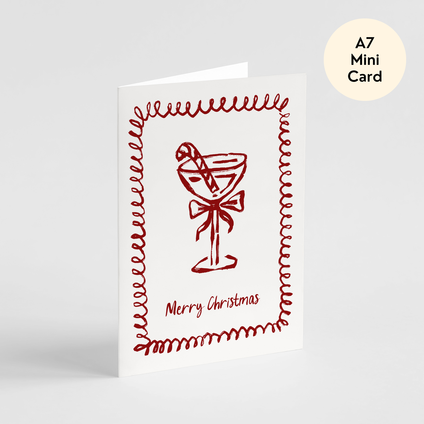 Candy Cane Christmas Cocktail Card - Xmas Mini Card