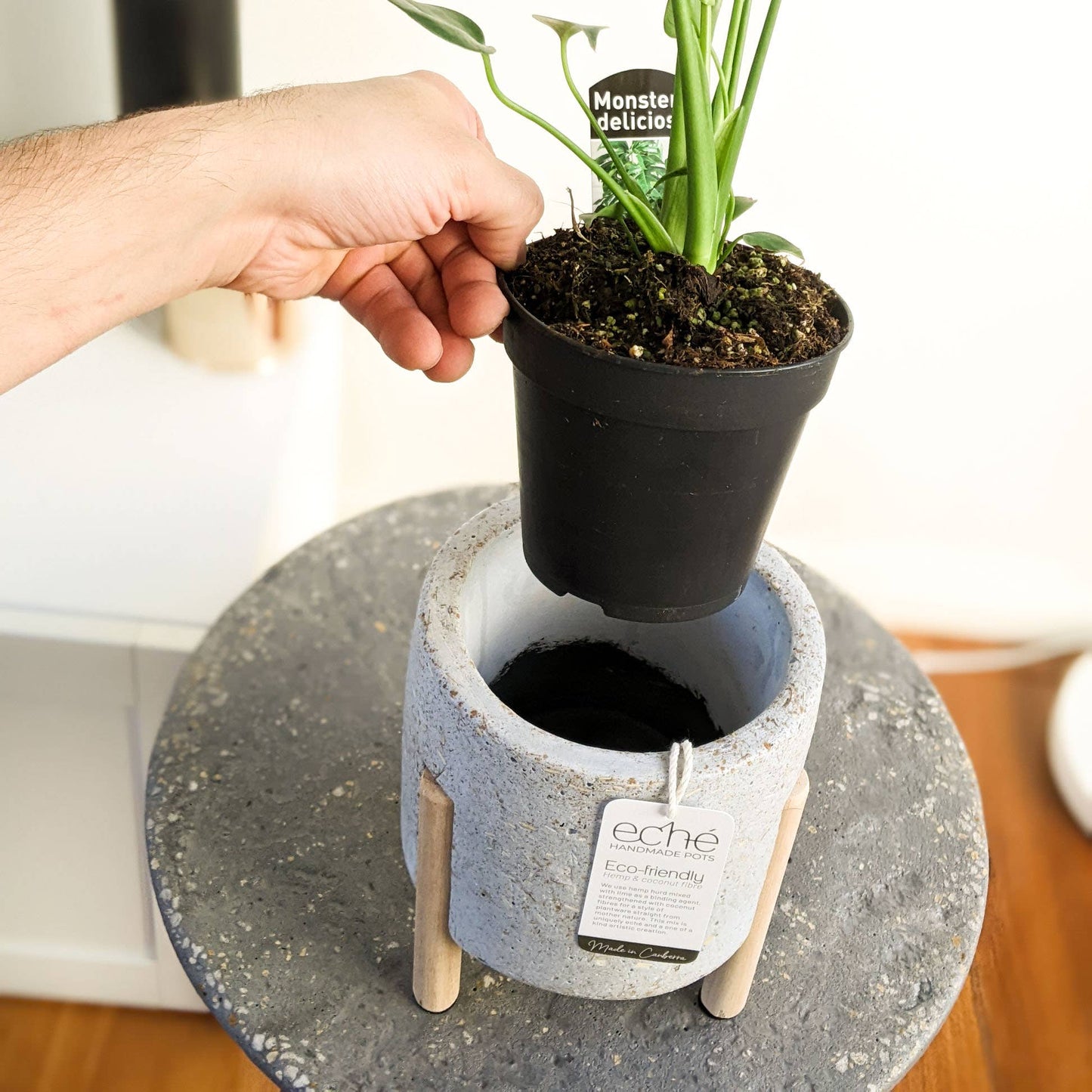 Hemp & Coconut fibre 3-Leg Pot, Handcrafted in Australia