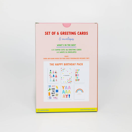 Happy Birthday Greeting Card Box Set - 6 Birthday Card Set