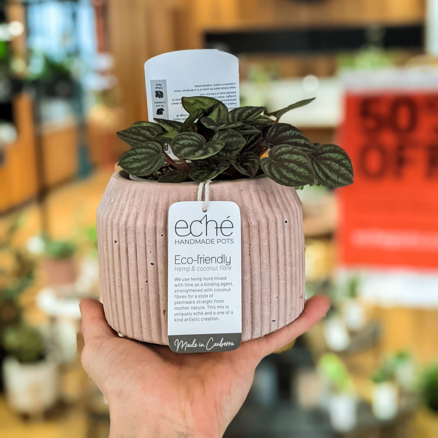 Hemp & Coconut fibre Rib Pot - Handcrafted in Australia