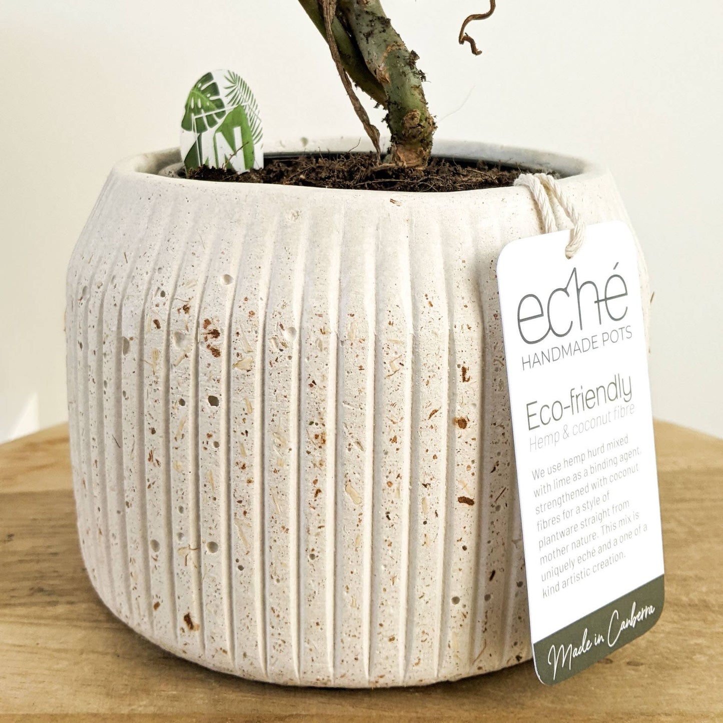 Hemp & Coconut fibre Rib Pot - Handcrafted in Australia