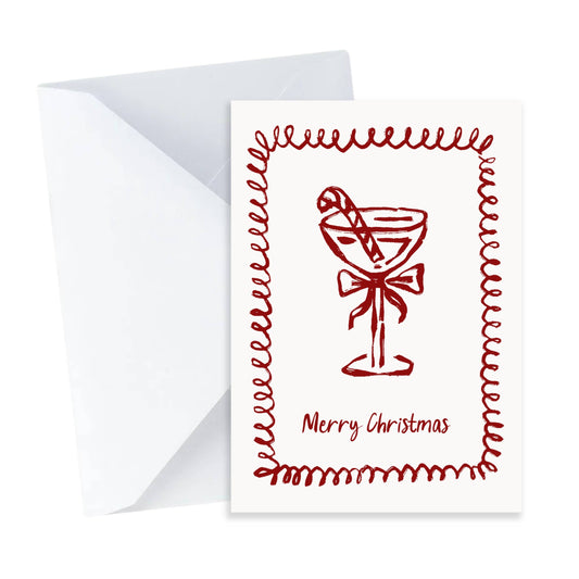 Candy Cane Christmas Cocktail Card - Xmas Mini Card