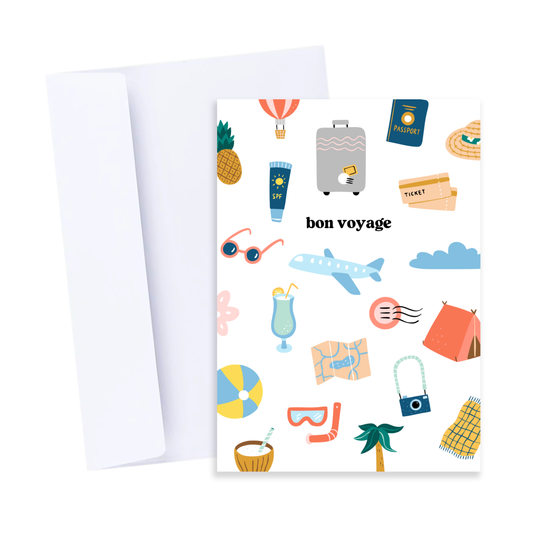 Bon Voyage Card - Cute Goodbye Farewell Safe Travels Card